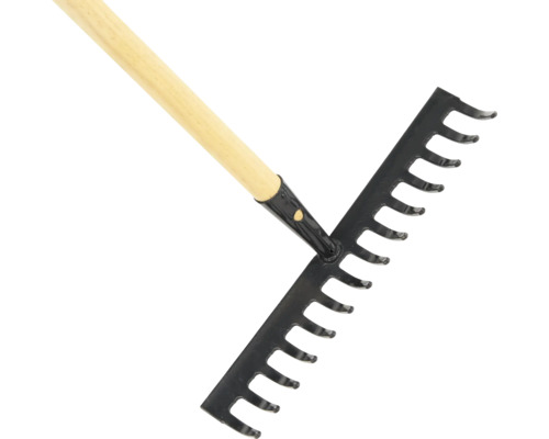 Gartenrechen mit Holzstiel und Metallzinken