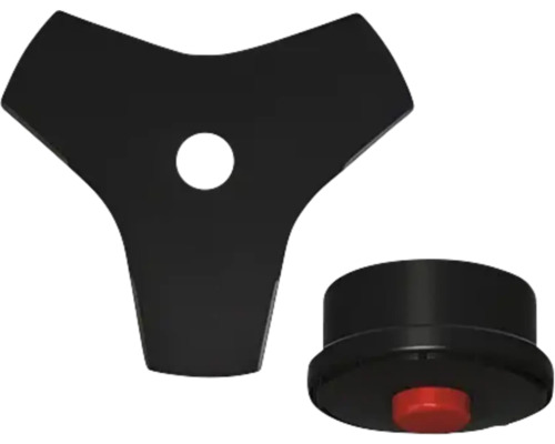 Trimmerkopf mit drei Klingen und rotem Knopf
