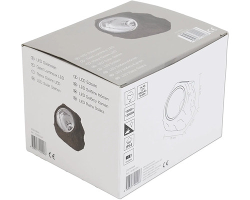 Verpackung einer LED Solarleuchte in Steinoptik