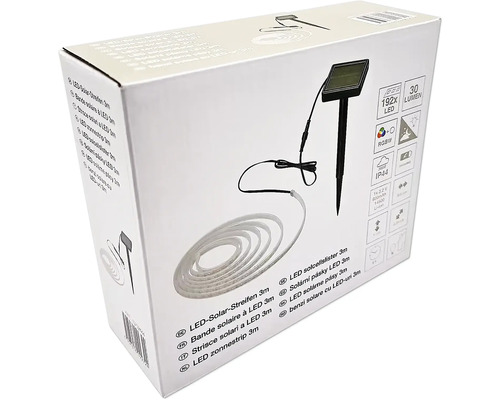 Verpackung einer drei Meter langen LED Solar Lichterkette
