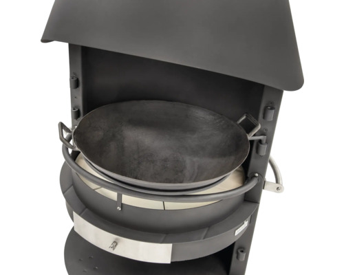 Grill mit Feuerstelle und Wok aus Stahl