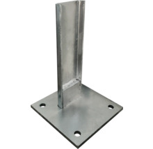 Metallpfosten mit quadratischer Grundplatte und Befestigungslöchern