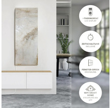 Infrarotheizung mit Thermostat, Zeitschaltuhr, Fenster-Offen-Erkennung und WiFi Smart Home Steuerung an der Wand