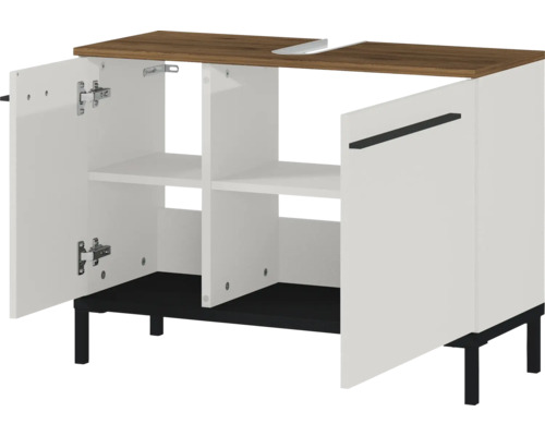 Unterschrank mit offenem Stauraum, Türen und Füßen