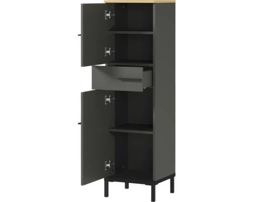 Schrank mit Regalen, Schublade und Türen