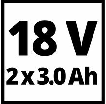 Symbol für 18 Volt 2 mal 3.0 Amperestunden