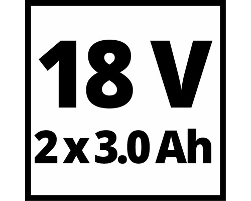 Symbol für 18 Volt 2 mal 3.0 Amperestunden