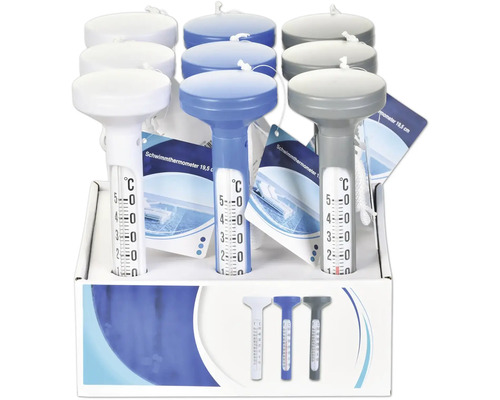 Schwimmthermometer in verschiedenen Farben zur Messung der Wassertemperatur