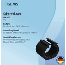 Kabelrohrkappe aus PA6 für Flachdächer, maximale Windgeschwindigkeit 25,0 Meter pro Sekunde, maximale Schneelast 1,06 Kilonewton pro Quadratmeter, hergestellt in Deutschland