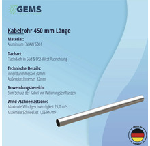 Kabelrohr, 450 Millimeter Länge, Aluminium EN AW 6061