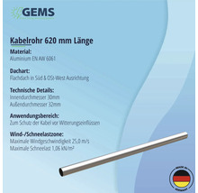 Kabelrohr aus Aluminium, 620 Millimeter Länge