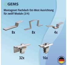 Montageset für Flachdach Ost-West Ausrichtung für zwölf Module