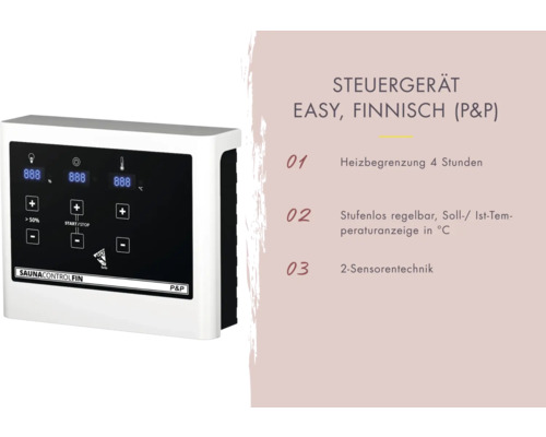 Saunasteuergerät mit digitaler Anzeige und Bedienelementen