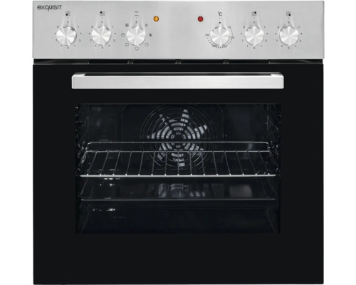 Exquisit Einbaubackofen mit Umluftfunktion und Bedienknebeln.