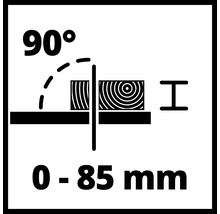 Symbol für einen Schnittwinkel von 90 Grad und eine Schnitthöhe von 0 bis 85 Millimeter