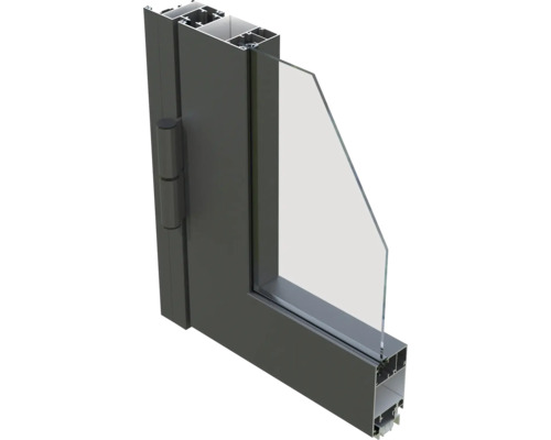 Querschnitt eines Fensters mit Rahmen und Verglasung