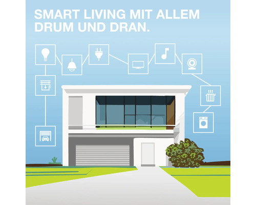 Illustration eines Smart Homes mit verschiedenen vernetzten Geräten