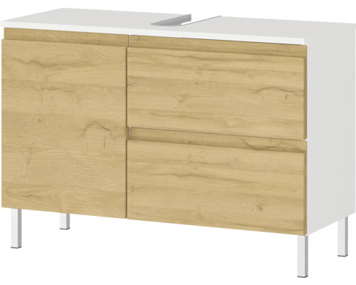 Waschtischunterschrank mit einer Tür und zwei Schubladen