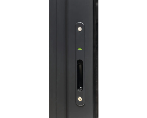 Detailansicht einer Tür mit integriertem Griff und Wasserwaage