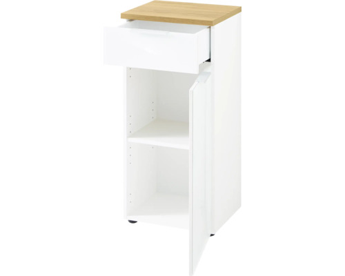 Weißer Badezimmerschrank mit Schublade und Tür