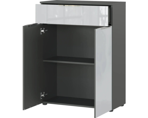 Unterschrank mit Schublade und zwei offenen Türen