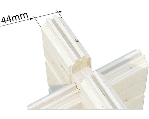 Detailansicht einer 44 Millimeter Blockbohlenwand