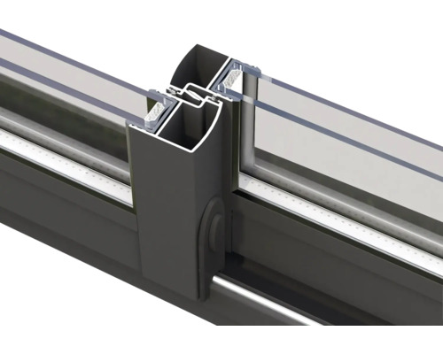 Detailansicht eines Aluminium-Schiebefensterrahmens