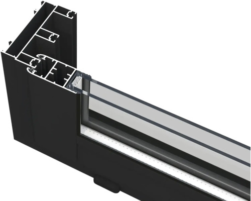 Fensterprofil aus Aluminium im Querschnitt