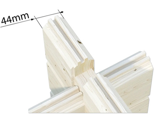 Detailansicht einer 44 Millimeter Blockbohlenwand