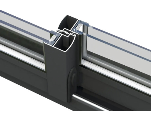Detailansicht eines Aluminium-Schiebefensterprofils