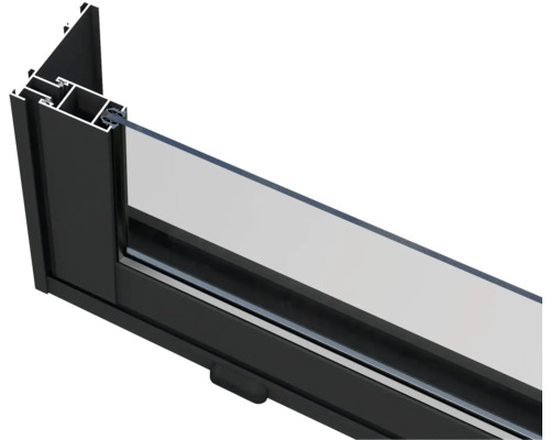 Detailansicht eines Fensterprofils aus Aluminium und Glas