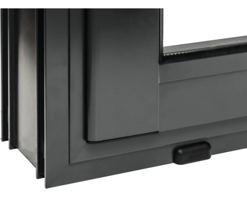 Detailansicht eines grauen Kunststofffensters