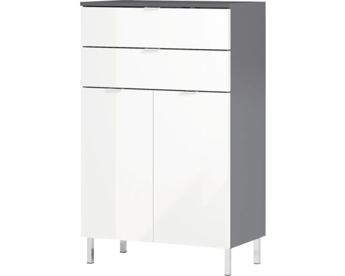 Hochglanz Kommode mit Schubladen und Schranktüren auf Füßen