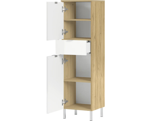 Badezimmerschrank mit Schublade, Regalen und zwei Türen