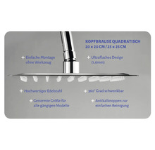 Kopfbrause Aurlane Eckig 25x25 cm Einfach edelstahl
