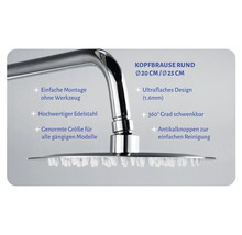 Kopfbrause Aurlane Rund 25x25 cm Einfach chrom
