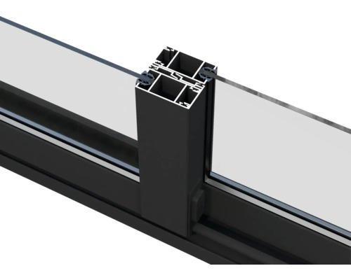 Detailansicht eines Aluminiumfensters mit Glas