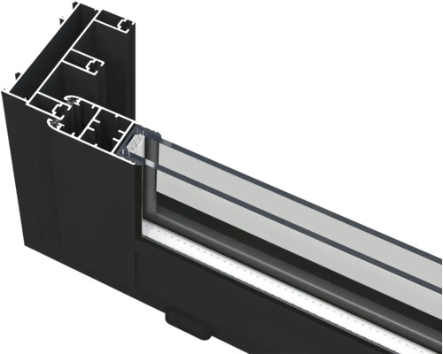 Detailansicht eines Fensterprofils mit Mehrfachverglasung