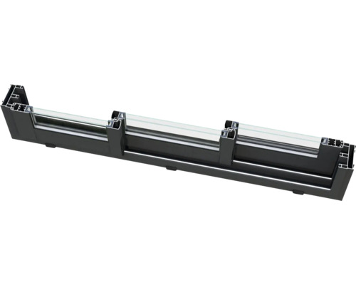 Querschnitt eines Aluminiumfensterrahmens mit Glas