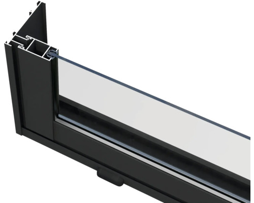 Schnittansicht eines Fensterrahmens mit Verglasung