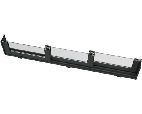 Schnittansicht einer Terrassenüberdachung aus Aluminium mit Glaseinsatz