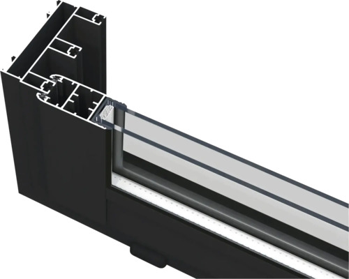 Fensterrahmenprofil aus Aluminium im Querschnitt