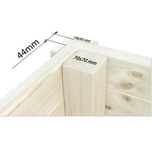 Detailansicht einer Holzkonstruktion mit Maßangaben
