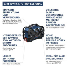Bosch GPB 18VH-6 SRC Professional Baustellenradio mit verschiedenen Anschlussmöglichkeiten