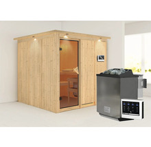 Holzsauna mit Saunaofen und Steuerung