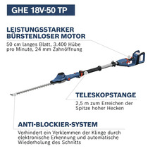 Akku-Heckenschere mit Teleskopstange für hohe Hecken