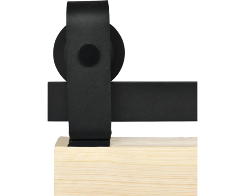 Detailaufnahme eines Schiebetürbeschlags an einer Holztür