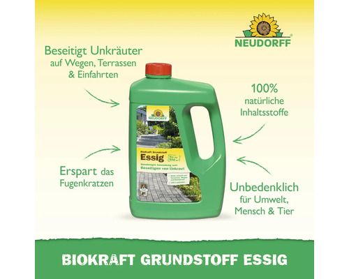 Neudorff BioKraft Grundstoff Essig zur Unkrautbekämpfung auf Wegen, Terrassen und Einfahrten