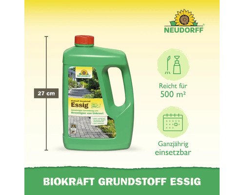 Neudorff Biokraft Grundstoff Essig, Unkrautvernichter, Flasche mit 27 Zentimeter Höhe