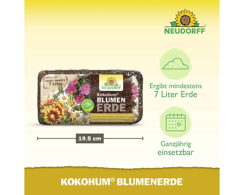 Neudorff Kokohum Blumenerde, 19,5 cm breit, ergibt 7 Liter Erde